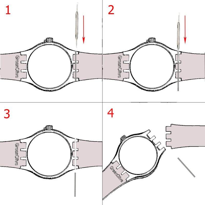 GreenOlive Ultra-thin Replacement Waterproof Silicone Rubber Watch Strap Watch Band for Swatch Skin Series (16mm, Red) - Image 3